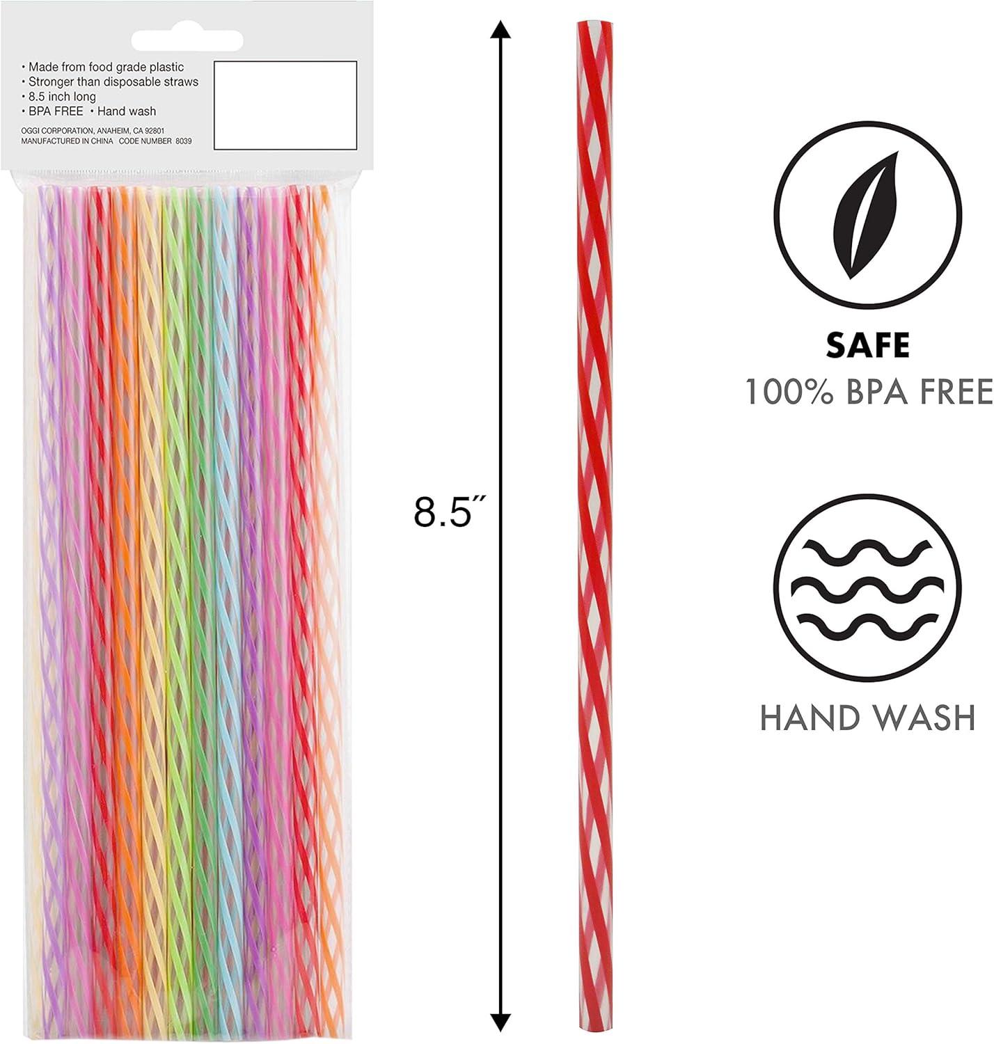 imageOGGI Set of 36 Twist Reusable Drinking Straws Rainbow Straws Reusable Perfect for Preserving Jar Cups Tumblers ampamp More EcoFriendly Plastic Straws Includes Assorted Colors