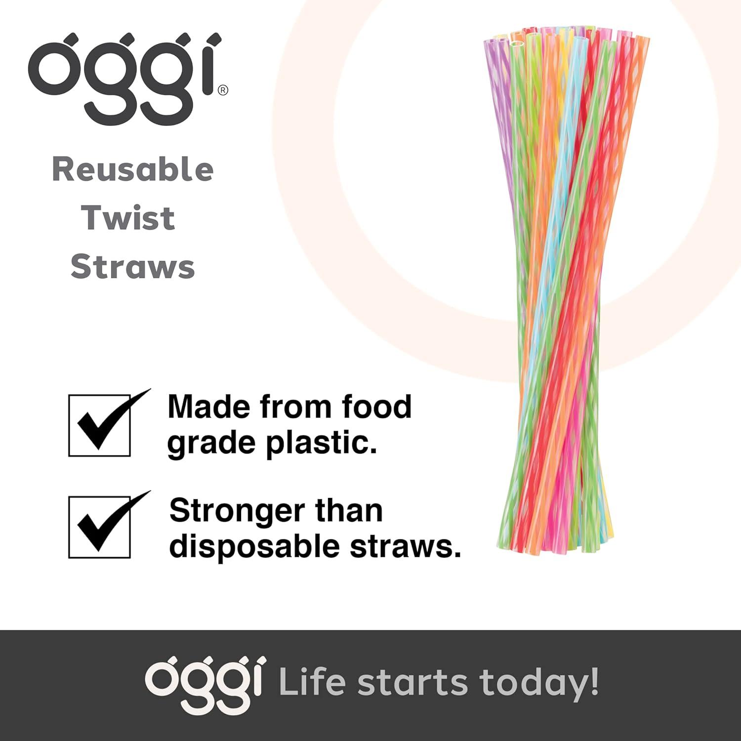 imageOGGI Set of 36 Twist Reusable Drinking Straws Rainbow Straws Reusable Perfect for Preserving Jar Cups Tumblers ampamp More EcoFriendly Plastic Straws Includes Assorted Colors