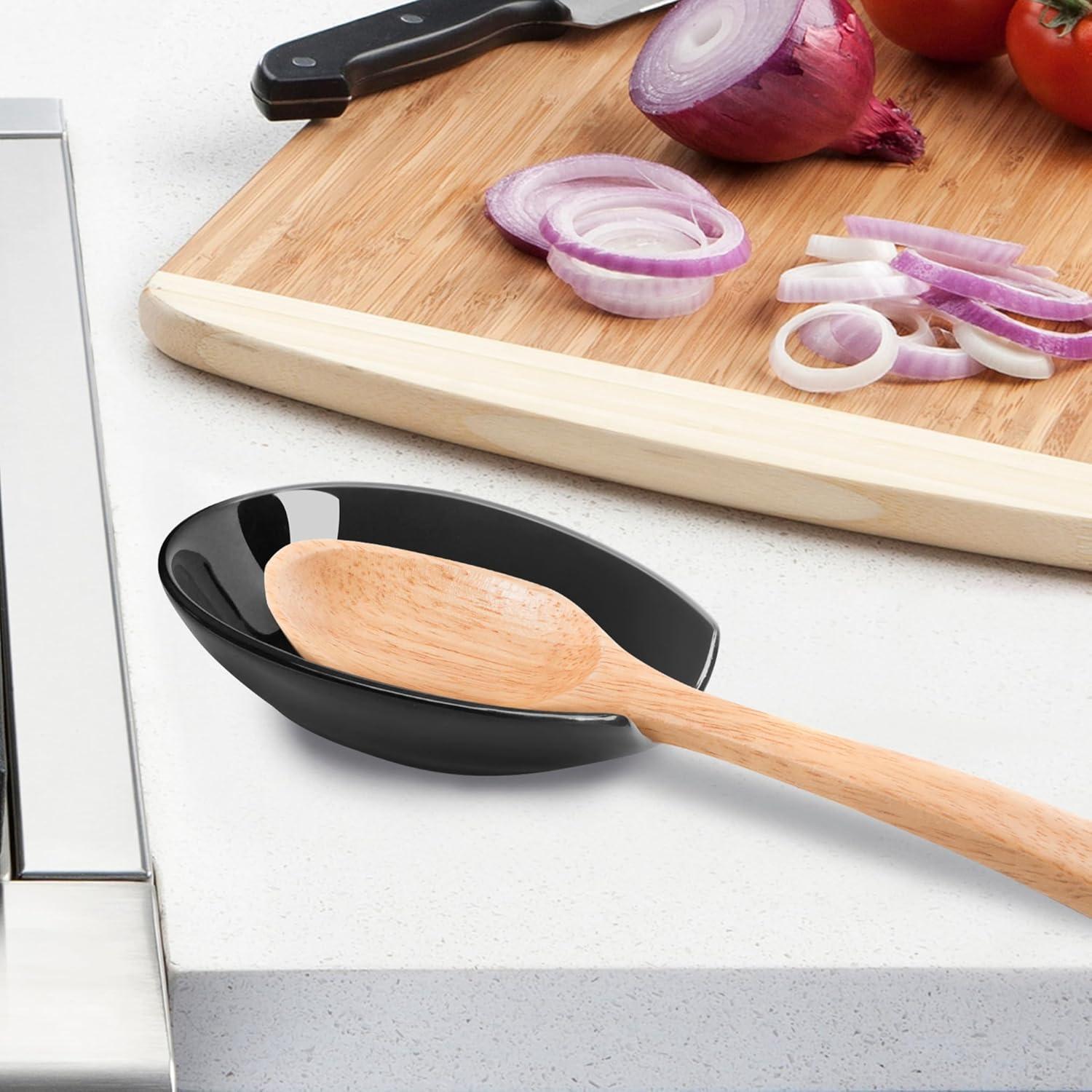 imageOGGI Spooner Ceramic Spoon Rest Spoon Rest for Stove Top Spoon Holder for Countertop Kitchen Decor for Counter Coffee Bar Accessories Midnight BlueBlack