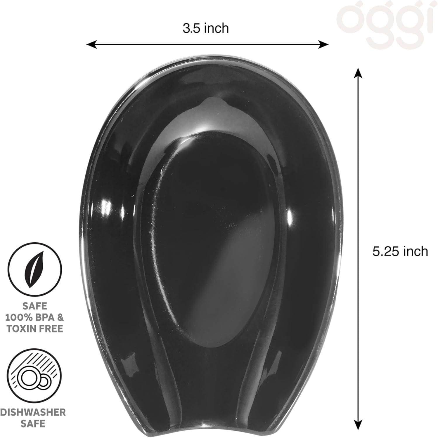 imageOGGI Spooner Ceramic Spoon Rest Spoon Rest for Stove Top Spoon Holder for Countertop Kitchen Decor for Counter Coffee Bar Accessories Midnight BlueBlack