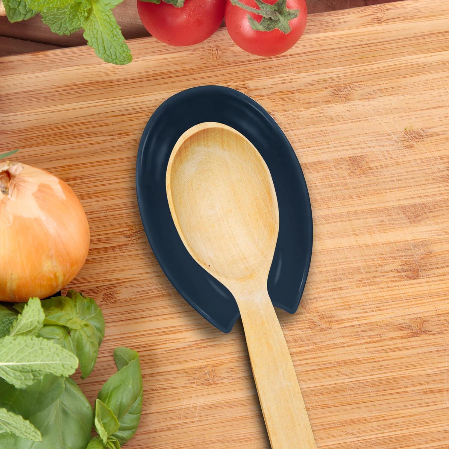 imageOGGI Spooner Ceramic Spoon Rest Spoon Rest for Stove Top Spoon Holder for Countertop Kitchen Decor for Counter Coffee Bar Accessories Midnight BlueBlue