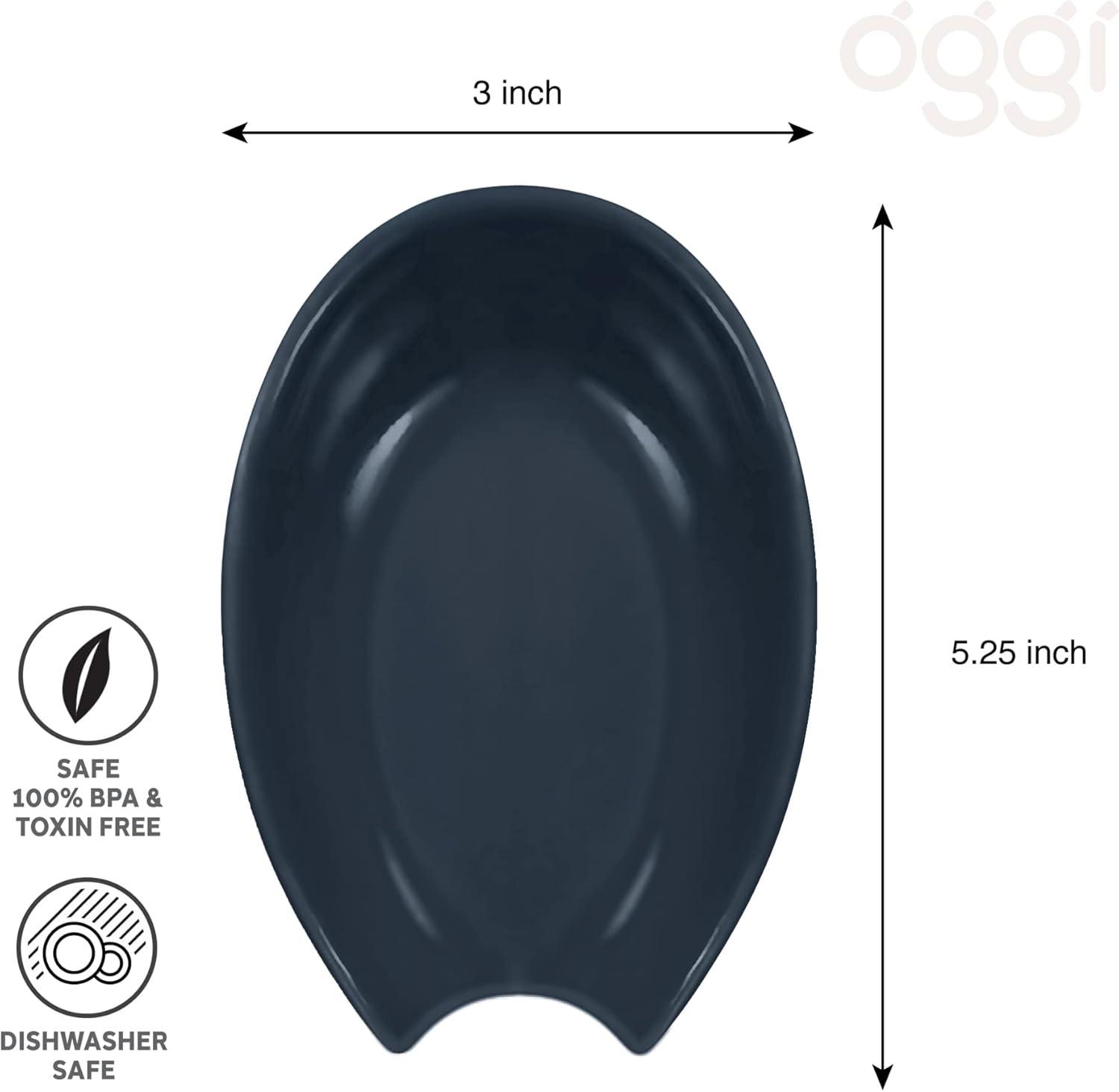 imageOGGI Spooner Ceramic Spoon Rest Spoon Rest for Stove Top Spoon Holder for Countertop Kitchen Decor for Counter Coffee Bar Accessories Midnight BlueBlue