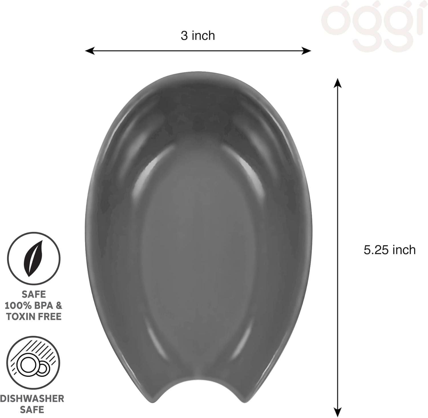 imageOGGI Spooner Ceramic Spoon Rest Spoon Rest for Stove Top Spoon Holder for Countertop Kitchen Decor for Counter Coffee Bar Accessories Midnight BlueGray
