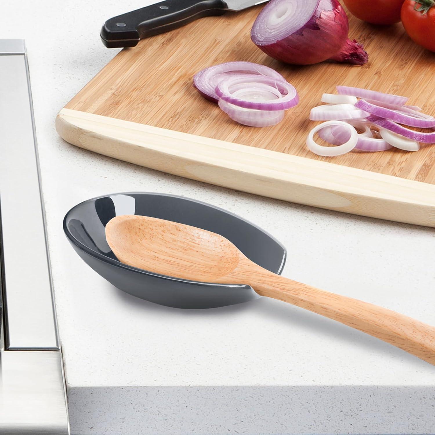 imageOGGI Spooner Ceramic Spoon Rest Spoon Rest for Stove Top Spoon Holder for Countertop Kitchen Decor for Counter Coffee Bar Accessories Midnight BlueSlate Blue