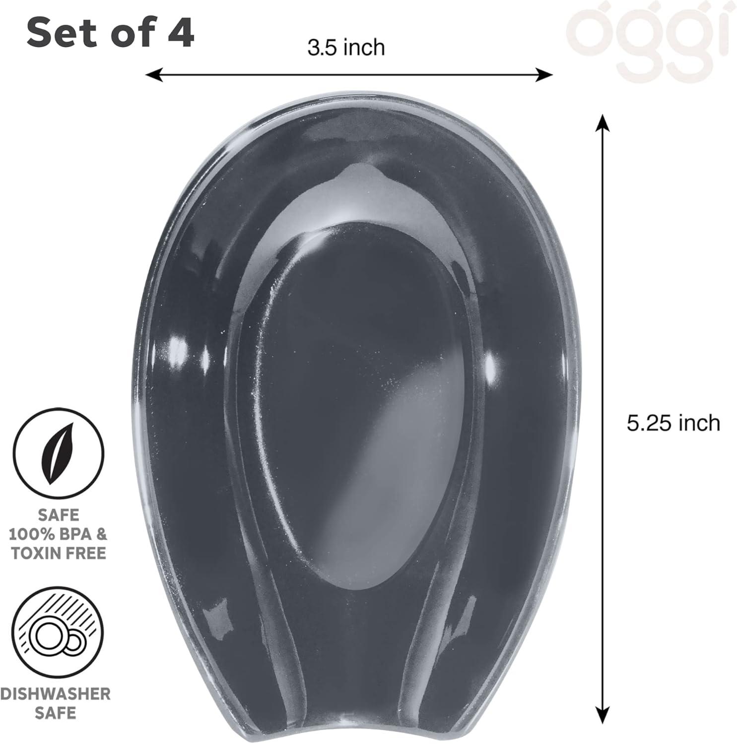 imageOGGI Spooner Ceramic Spoon Rest Spoon Rest for Stove Top Spoon Holder for Countertop Kitchen Decor for Counter Coffee Bar Accessories Midnight BlueSlate Blue  Set of 4