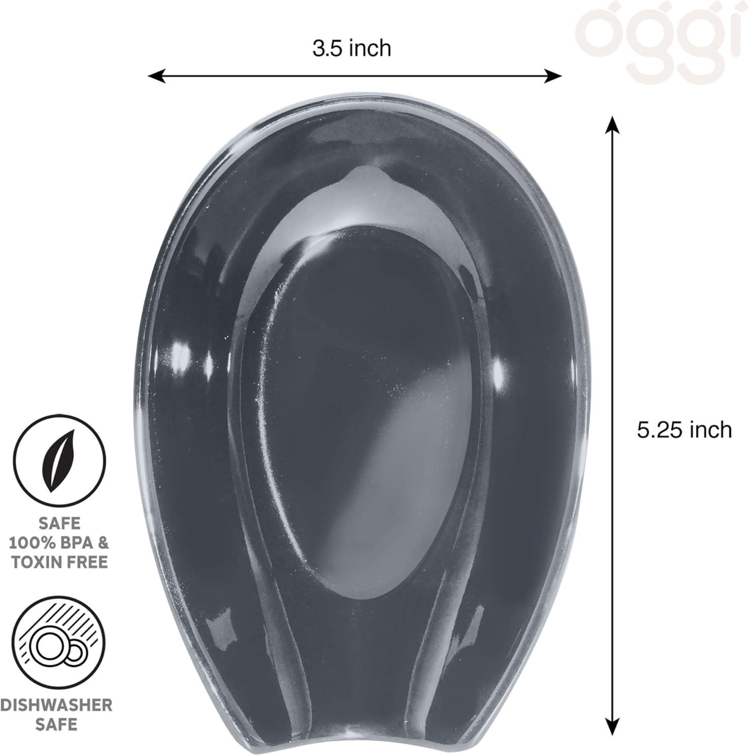 imageOGGI Spooner Ceramic Spoon Rest Spoon Rest for Stove Top Spoon Holder for Countertop Kitchen Decor for Counter Coffee Bar Accessories Midnight BlueSlate Blue