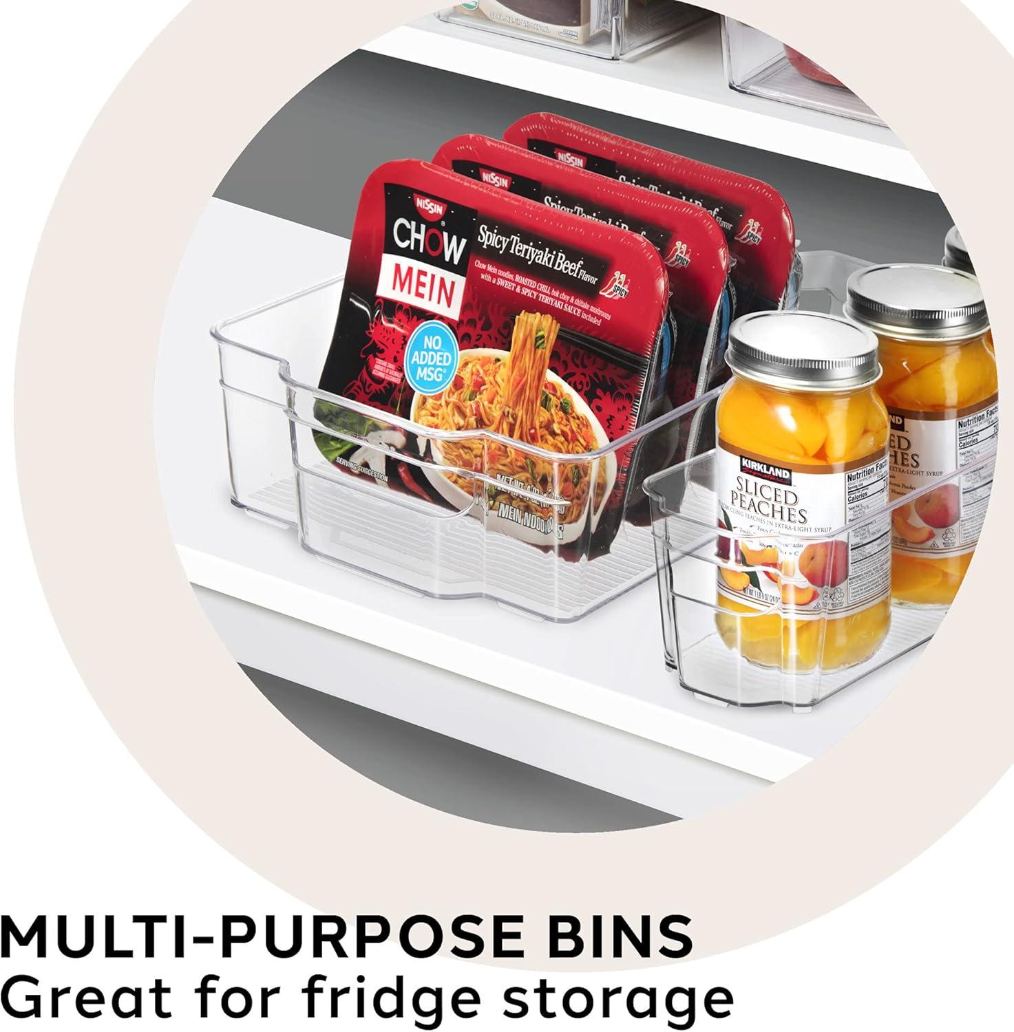 imageOGGI Stackable Storage Bin With Handle  Large 1475quot x 85quot x 375quot  Ideal for Kitchen Organization Pantry Storage Fridge Organizing Clear125 x 85 x 35