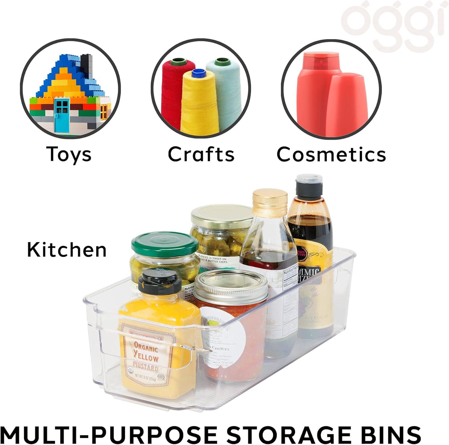 imageOGGI Stackable Storage Bin With Handle  Large 1475quot x 85quot x 375quot  Ideal for Kitchen Organization Pantry Storage Fridge Organizing Clear125 x 625 x 35