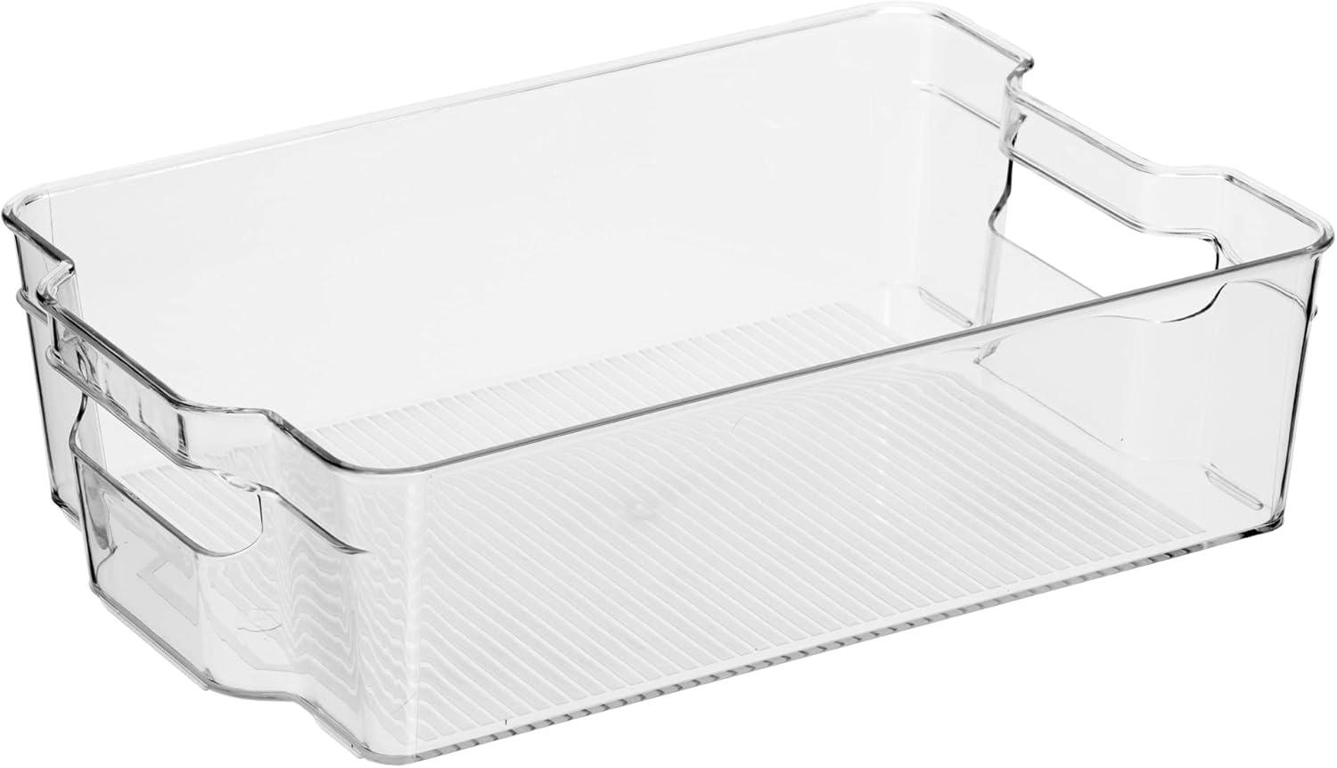 imageOGGI Stackable Storage Bin With Handle  Large 1475quot x 85quot x 375quot  Ideal for Kitchen Organization Pantry Storage Fridge Organizing Clear125 x 85 x 35