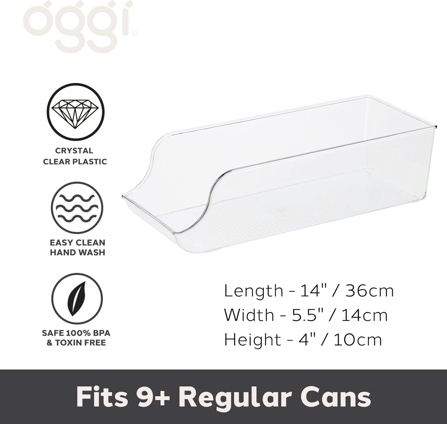 imageOGGI Stackable Storage Bin With Handle  Large 1475quot x 85quot x 375quot  Ideal for Kitchen Organization Pantry Storage Fridge Organizing Clear135 x 5 x 4