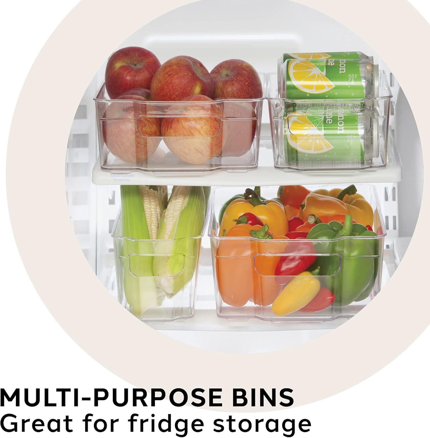 imageOGGI Stackable Storage Bin With Handle  Large 1475quot x 85quot x 375quot  Ideal for Kitchen Organization Pantry Storage Fridge Organizing Clear1475 x 85 x 375