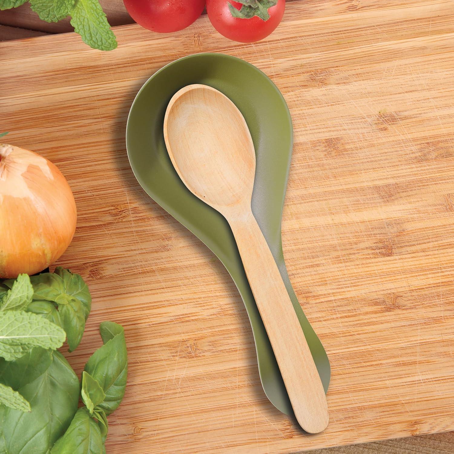 imageOGGI Stainless Steel Spoon Rest Long Handle Holds Kitchen Utensils in Place Great Spoon Rest for Counter Stove Top or Coffee Station Kitchen Accessories Utensil Rest StainlessOlive