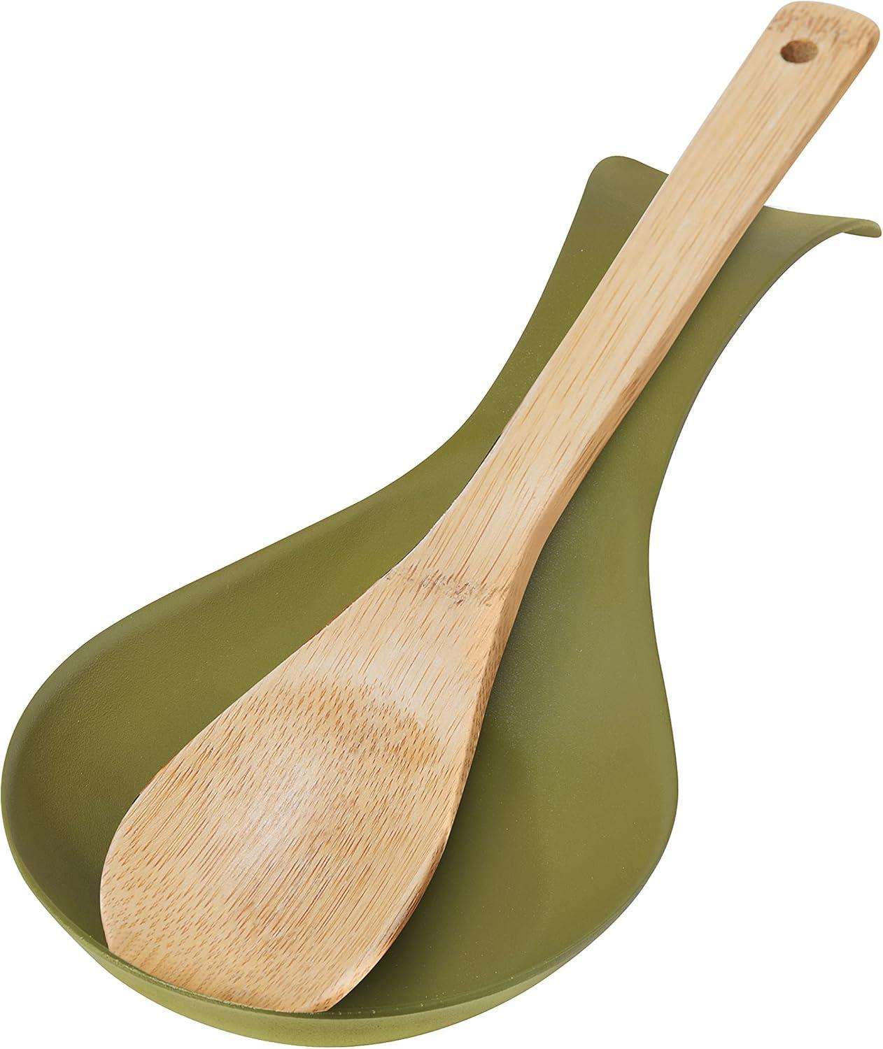 imageOGGI Stainless Steel Spoon Rest Long Handle Holds Kitchen Utensils in Place Great Spoon Rest for Counter Stove Top or Coffee Station Kitchen Accessories Utensil Rest StainlessOlive