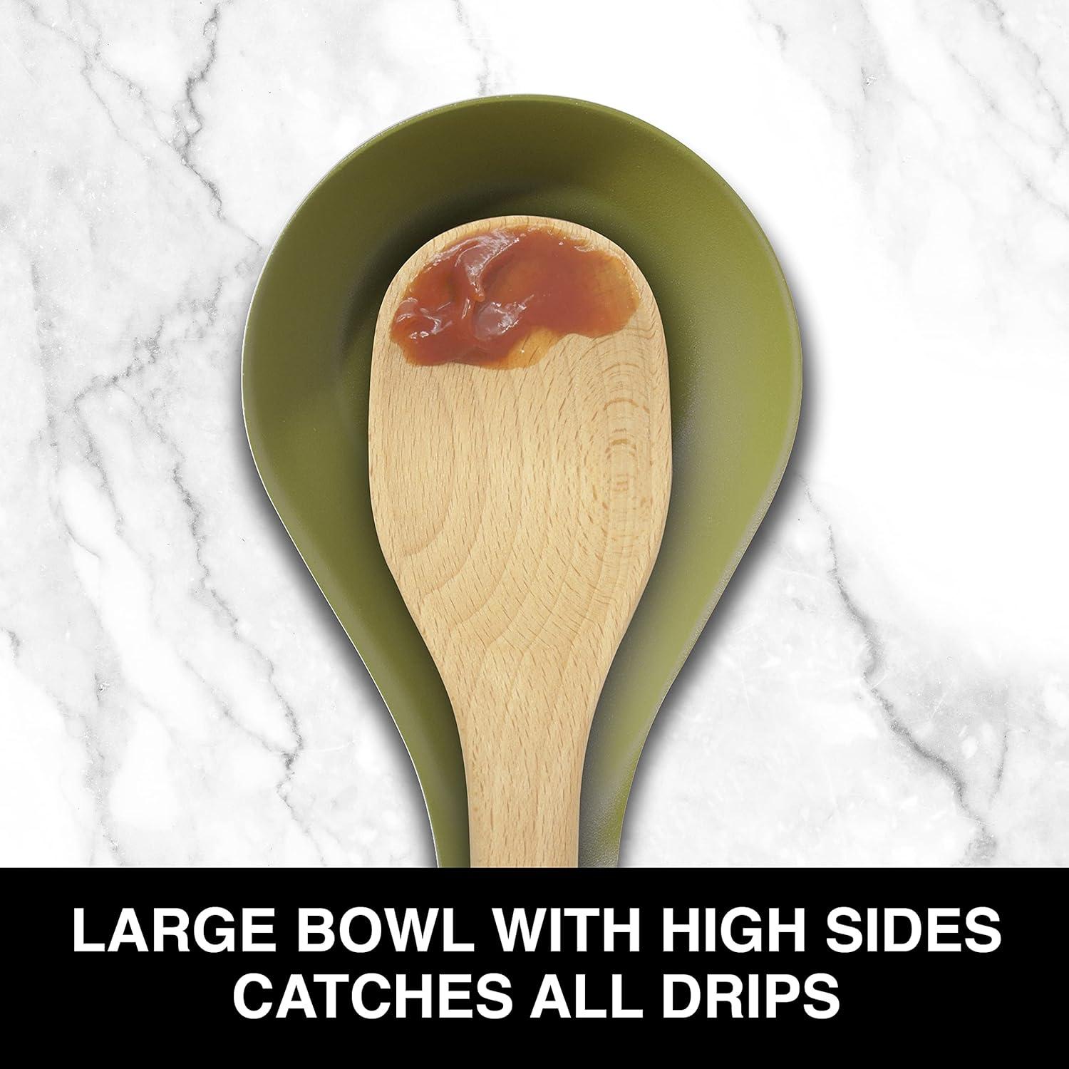 imageOGGI Stainless Steel Spoon Rest Long Handle Holds Kitchen Utensils in Place Great Spoon Rest for Counter Stove Top or Coffee Station Kitchen Accessories Utensil Rest StainlessOlive