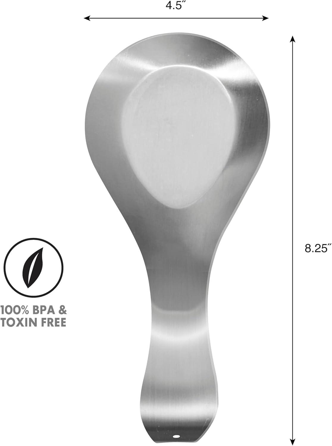 imageOGGI Stainless Steel Spoon Rest Long Handle Holds Kitchen Utensils in Place Great Spoon Rest for Counter Stove Top or Coffee Station Kitchen Accessories Utensil Rest StainlessStainless Steel
