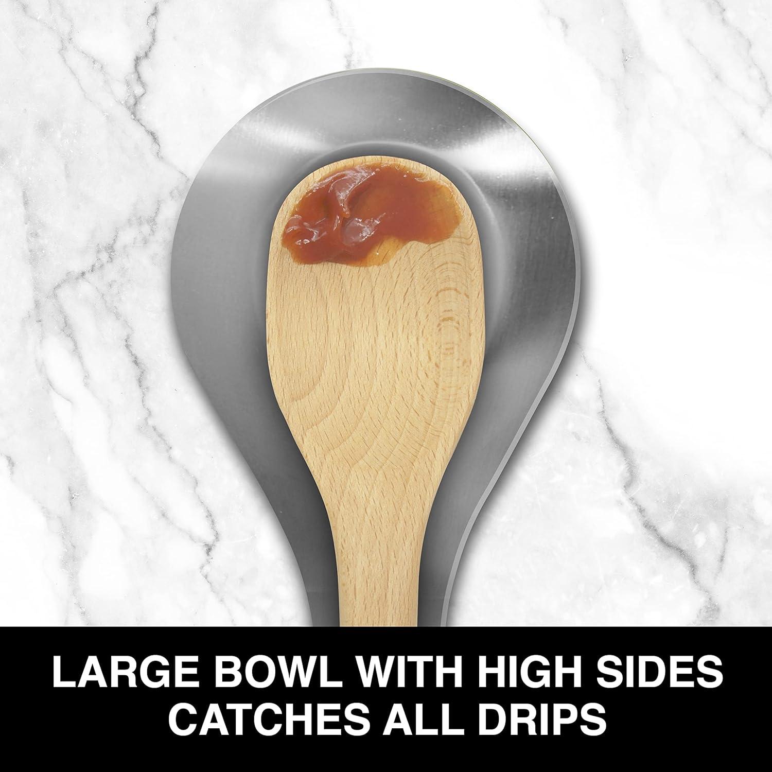 imageOGGI Stainless Steel Spoon Rest Long Handle Holds Kitchen Utensils in Place Great Spoon Rest for Counter Stove Top or Coffee Station Kitchen Accessories Utensil Rest StainlessStainless Steel