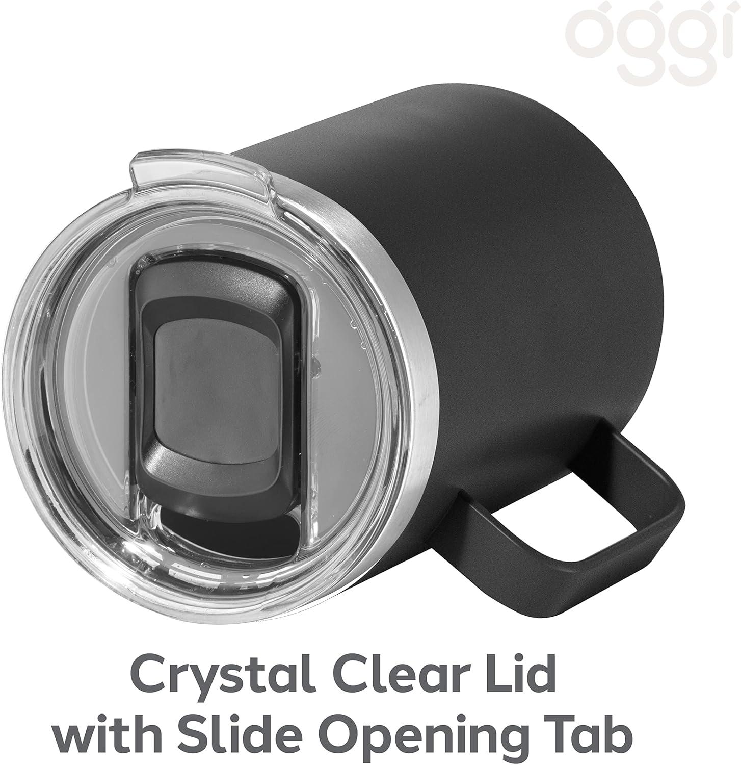 imageOGGI ThermoMug Stainless Steel Insulated Mug Double Wall Vacuum Insulated wHandle ampamp Lid Coffee Cup Camping Mug Travel Thermos 14oz420ml RedBlack