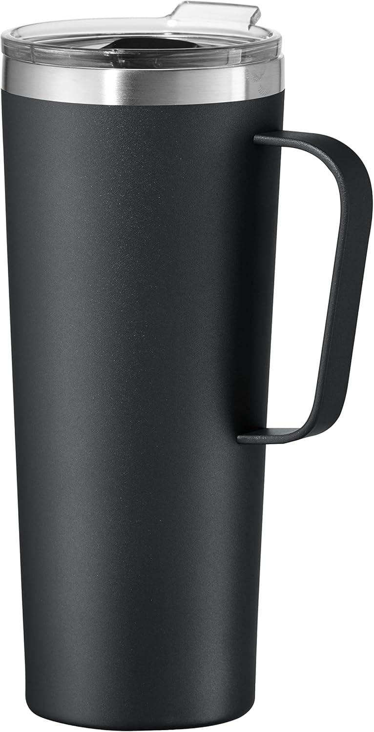 imageOGGI ThermoMug Stainless Steel Insulated Mug Double Wall Vacuum Insulated wHandle ampamp Lid Coffee Cup Camping Mug Travel Thermos 14oz420ml RedBlack