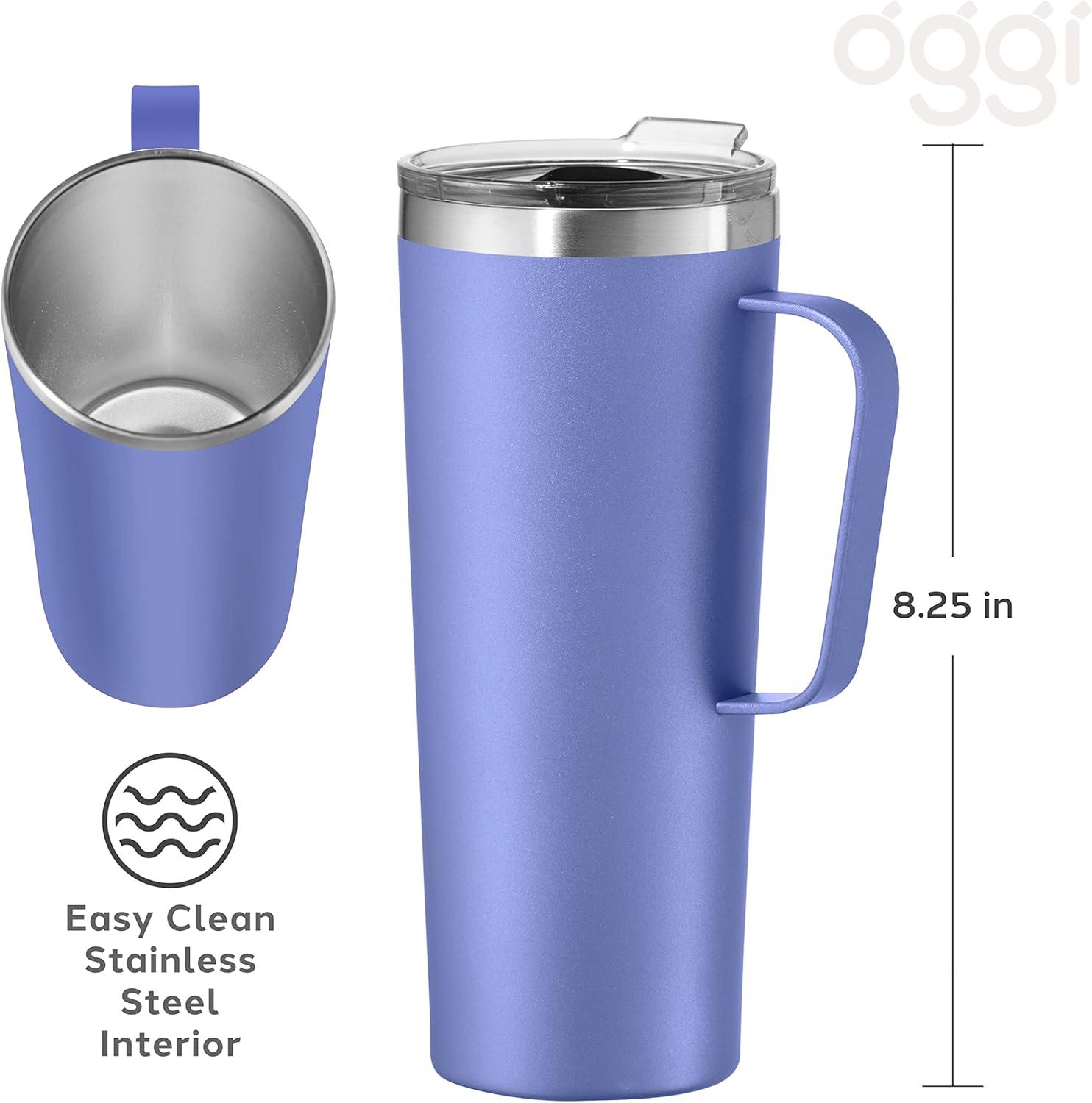 imageOGGI ThermoMug Stainless Steel Insulated Mug Double Wall Vacuum Insulated wHandle ampamp Lid Coffee Cup Camping Mug Travel Thermos 14oz420ml RedBlue