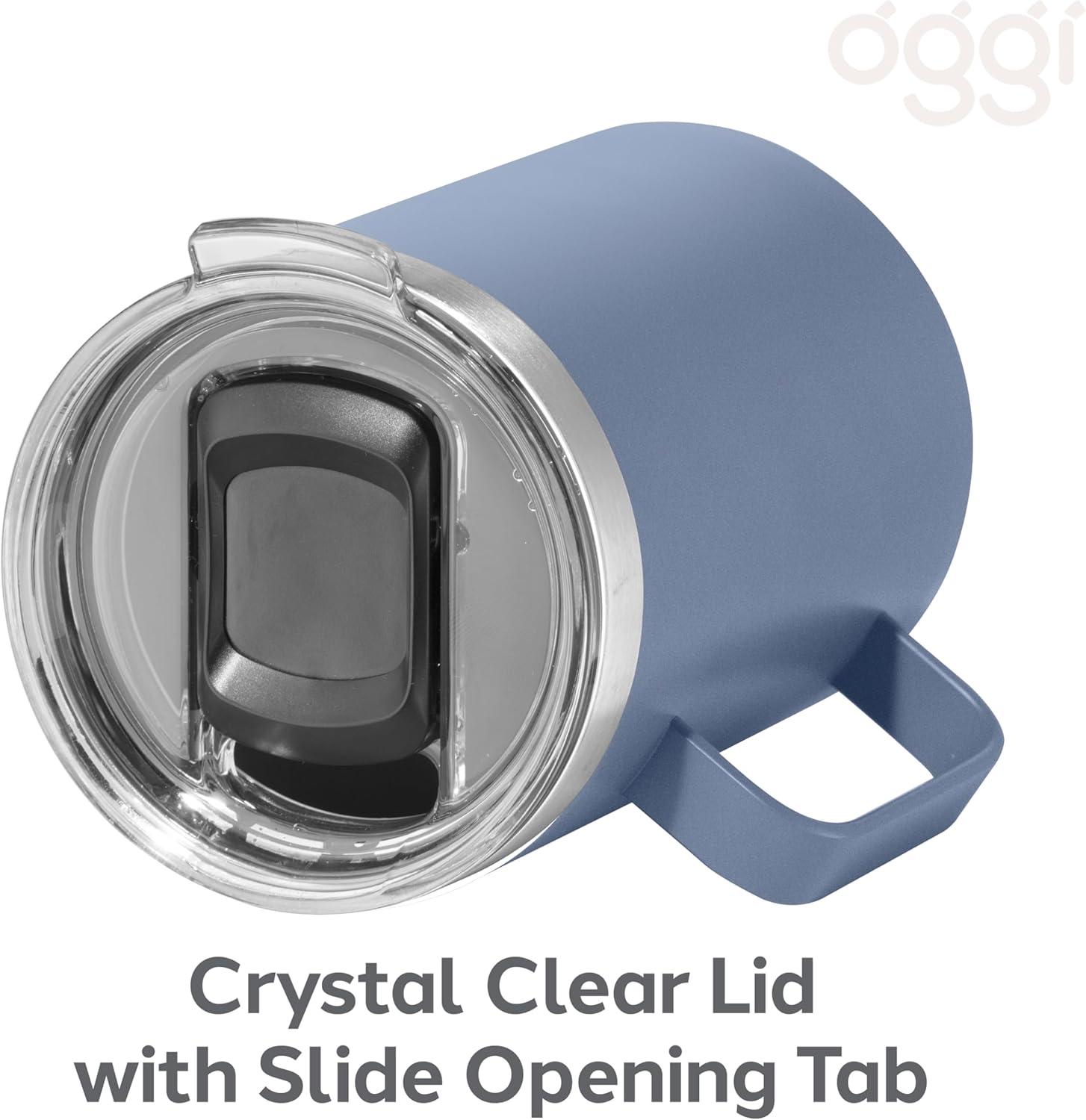 imageOGGI ThermoMug Stainless Steel Insulated Mug Double Wall Vacuum Insulated wHandle ampamp Lid Coffee Cup Camping Mug Travel Thermos 14oz420ml RedBlue