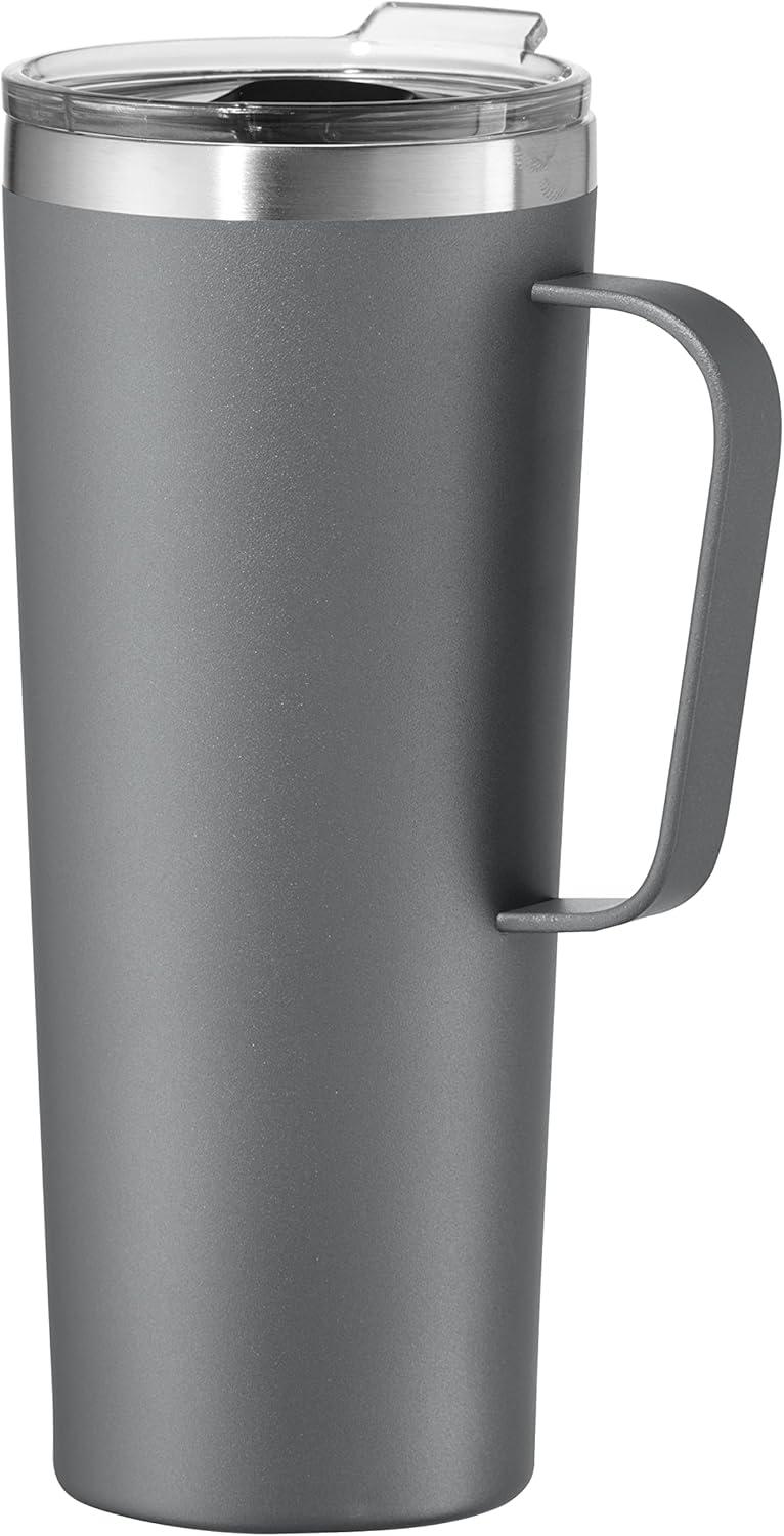 imageOGGI ThermoMug Stainless Steel Insulated Mug Double Wall Vacuum Insulated wHandle ampamp Lid Coffee Cup Camping Mug Travel Thermos 14oz420ml RedGray