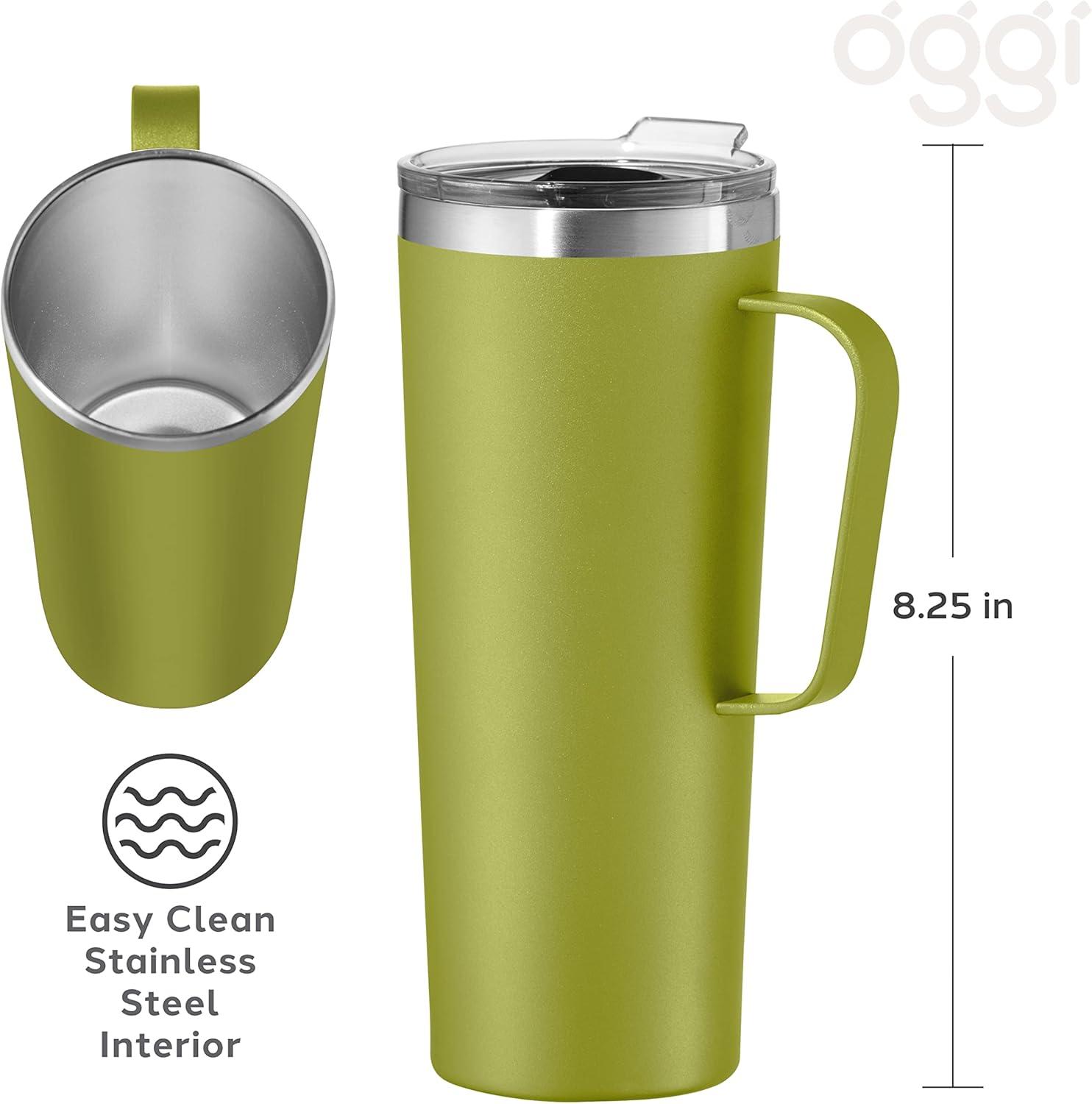 imageOGGI ThermoMug Stainless Steel Insulated Mug Double Wall Vacuum Insulated wHandle ampamp Lid Coffee Cup Camping Mug Travel Thermos 14oz420ml RedGreen