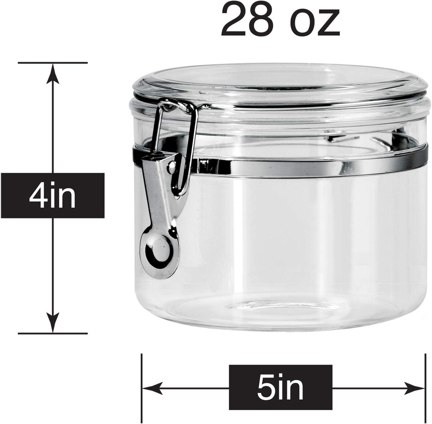 imageOggi Clear Canister with Clamp Lid 28 oz  Large Airtight Food Storage Container for Kitchen ampamp Pantry Storage of Bulk Dry Foods Including Pasta Flour Sugar Coffee Rice Tea Spices ampamp Herbs28Fluid Ounce
