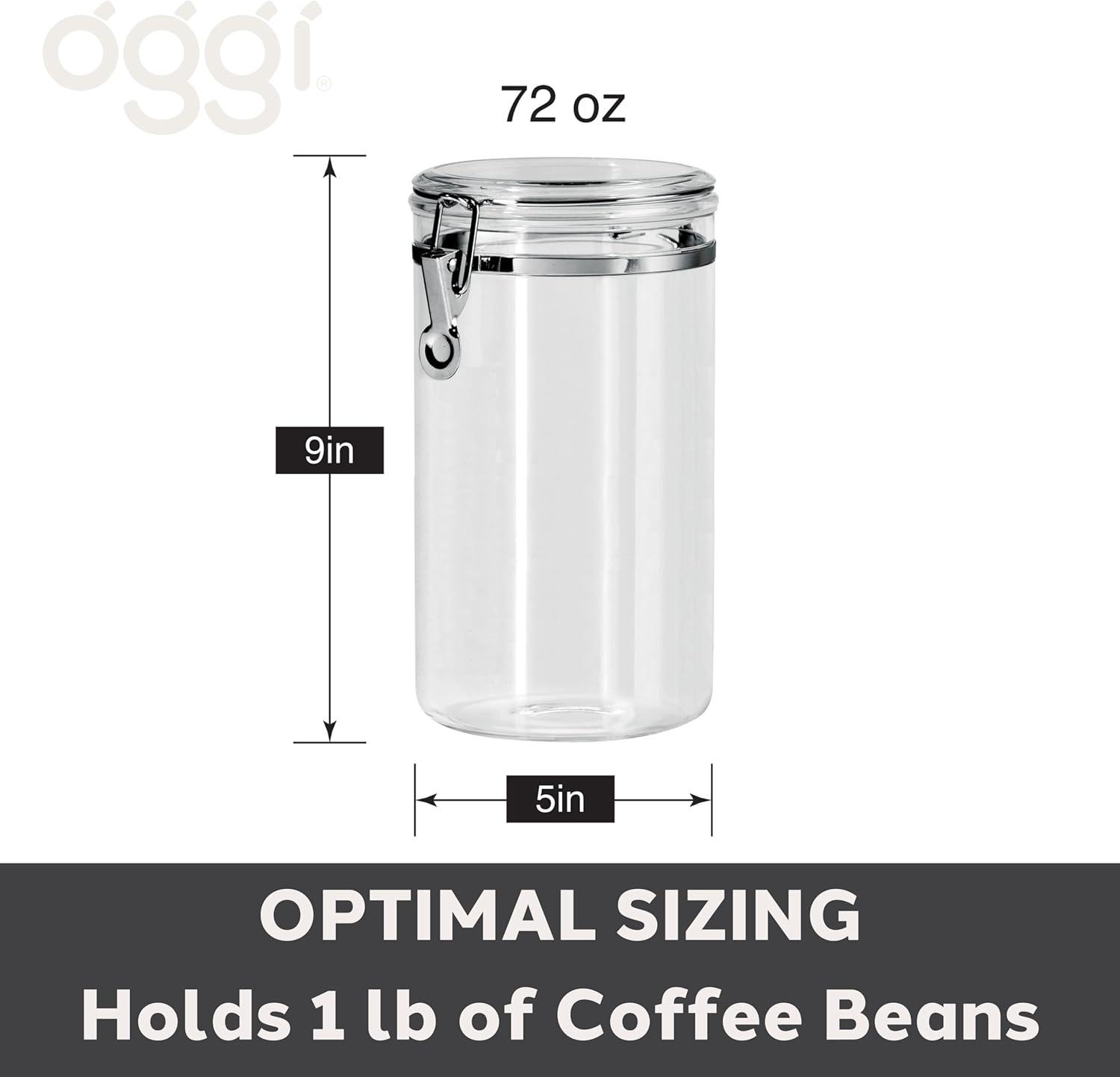 imageOggi Clear Canister with Clamp Lid 28 oz  Large Airtight Food Storage Container for Kitchen ampamp Pantry Storage of Bulk Dry Foods Including Pasta Flour Sugar Coffee Rice Tea Spices ampamp Herbs72Fluid Ounce