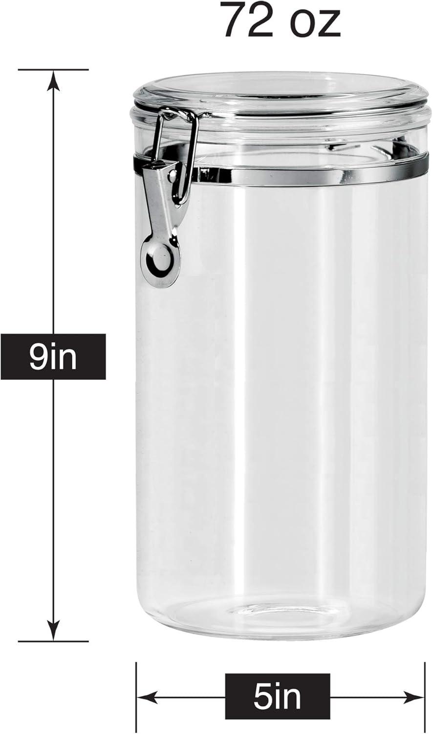 imageOggi Clear Canister with Clamp Lid 28 oz  Large Airtight Food Storage Container for Kitchen ampamp Pantry Storage of Bulk Dry Foods Including Pasta Flour Sugar Coffee Rice Tea Spices ampamp Herbs72Fluid Ounce