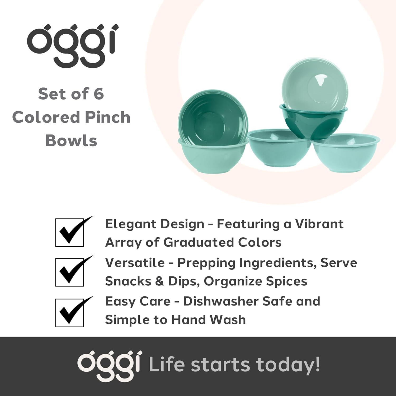 imageOggi Set of 6 Colored Pinch Bowls  45quot  114cm Diameter Ideal Salt ampamp Pepper Dip Condiments Mini Bowls Prep Bowls for Cooking Mise en Place Bowls CharcuterieAssorted