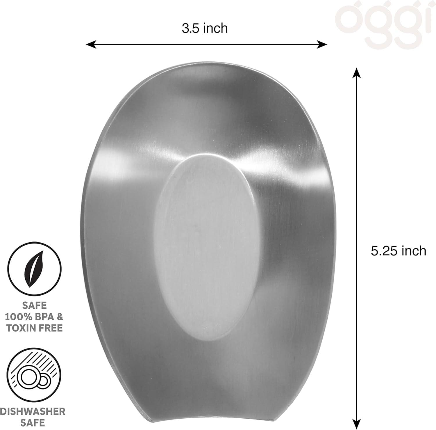 imageOggi Spooner Stainless Steel Spoon Rest Holds Kitchen Utensils for Mess Free Cooking Stove Top Coffee Station Kitchen Accessories Utensil Rest Blue 525 inch by 35 inch 76355Stainless Steel