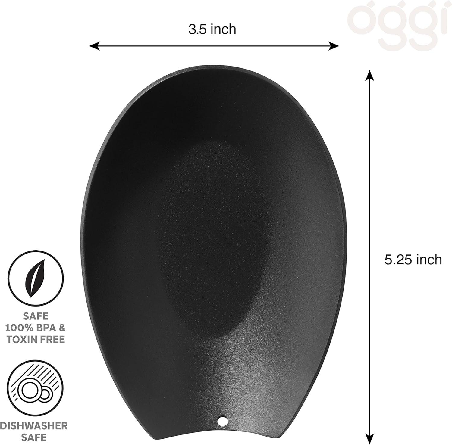 imageOggi Spooner Stainless Steel Spoon Rest Holds Kitchen Utensils for Mess Free Cooking Stove Top Coffee Station Kitchen Accessories Utensil Rest Blue 525 inch by 35 inch 76355Black