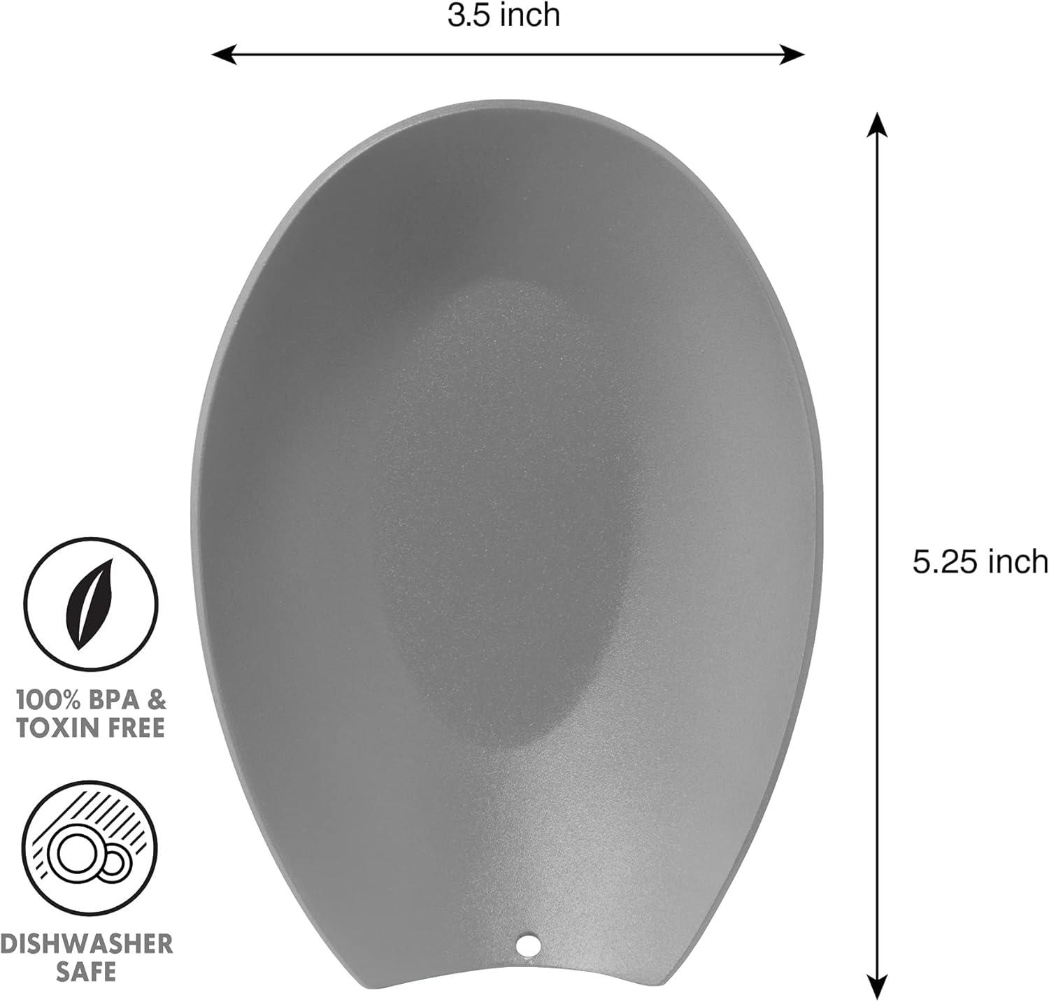 imageOggi Spooner Stainless Steel Spoon Rest Holds Kitchen Utensils for Mess Free Cooking Stove Top Coffee Station Kitchen Accessories Utensil Rest Blue 525 inch by 35 inch 76355Warm Gray