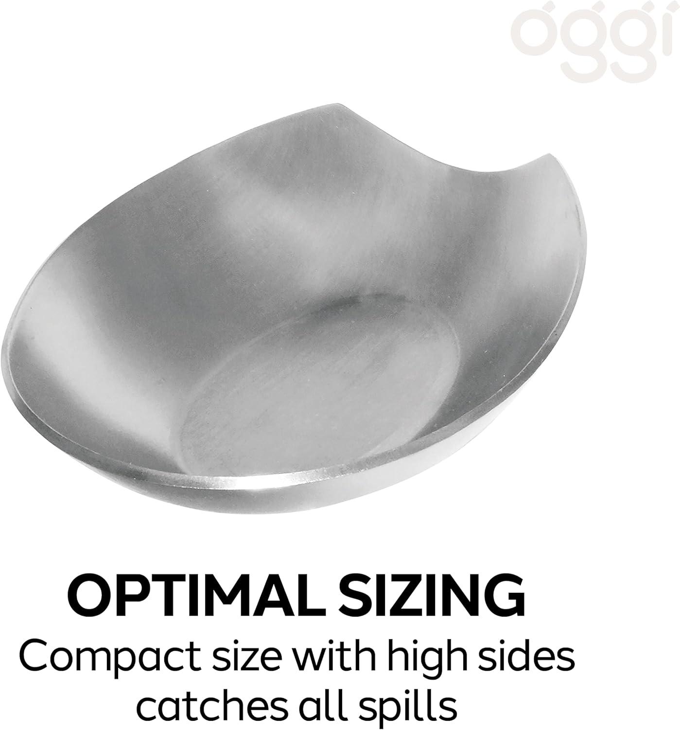 imageOggi Spooner Stainless Steel Spoon Rest Holds Kitchen Utensils for Mess Free Cooking Stove Top Coffee Station Kitchen Accessories Utensil Rest Blue 525 inch by 35 inch 76355Stainless Steel