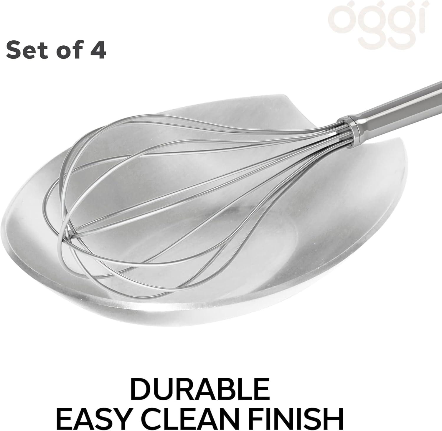 imageOggi Spooner Stainless Steel Spoon Rest Holds Kitchen Utensils for Mess Free Cooking Stove Top Coffee Station Kitchen Accessories Utensil Rest Blue 525 inch by 35 inch 76355Stainless Steel  Set of 4