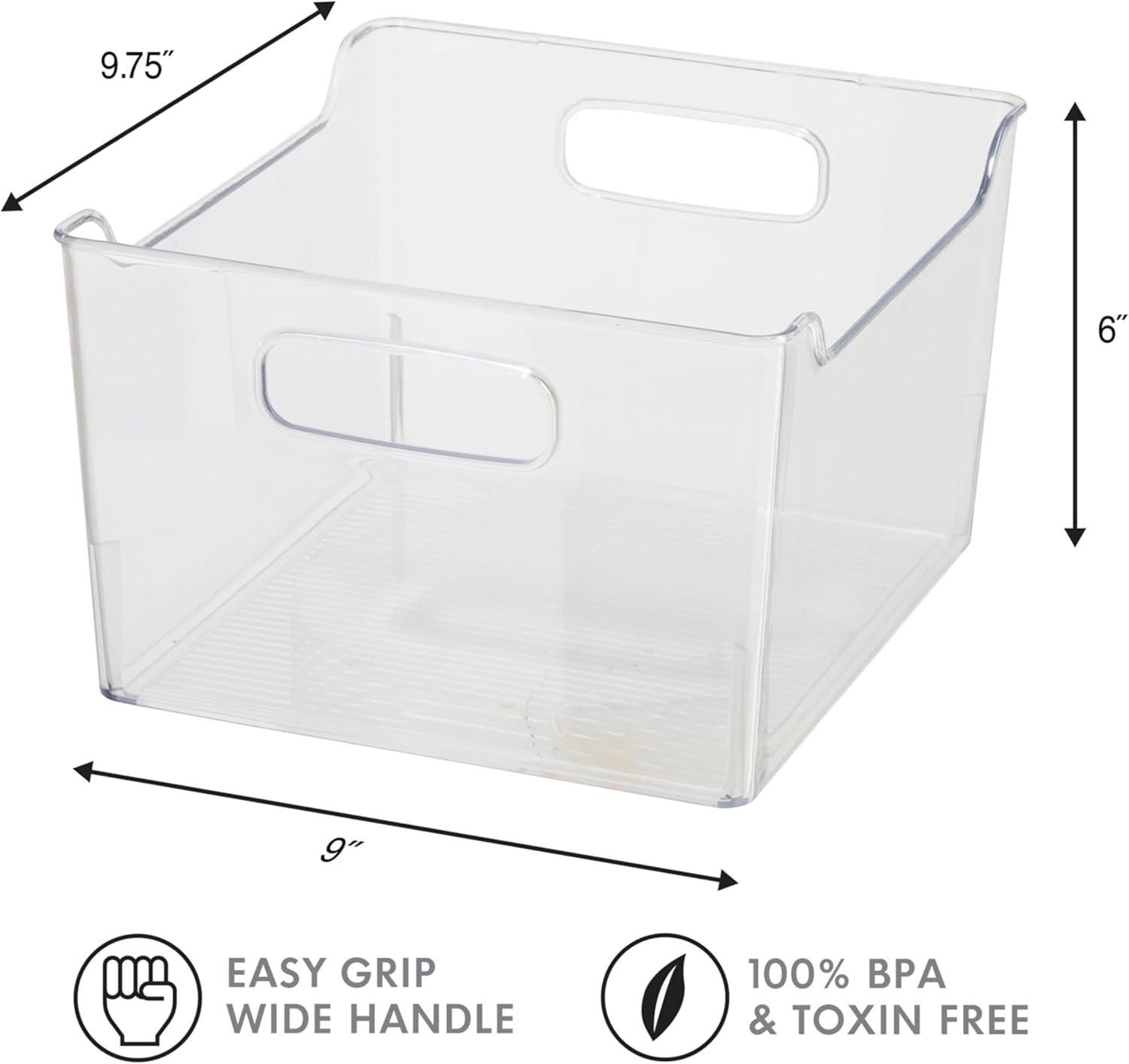 imageOggi Storage Bin With Handles  Deep 975quot x 9quot x 6quot  Ideal for Kitchen Organization Pantry Storage Fridge Organizing Clear1 Count Pack of 1