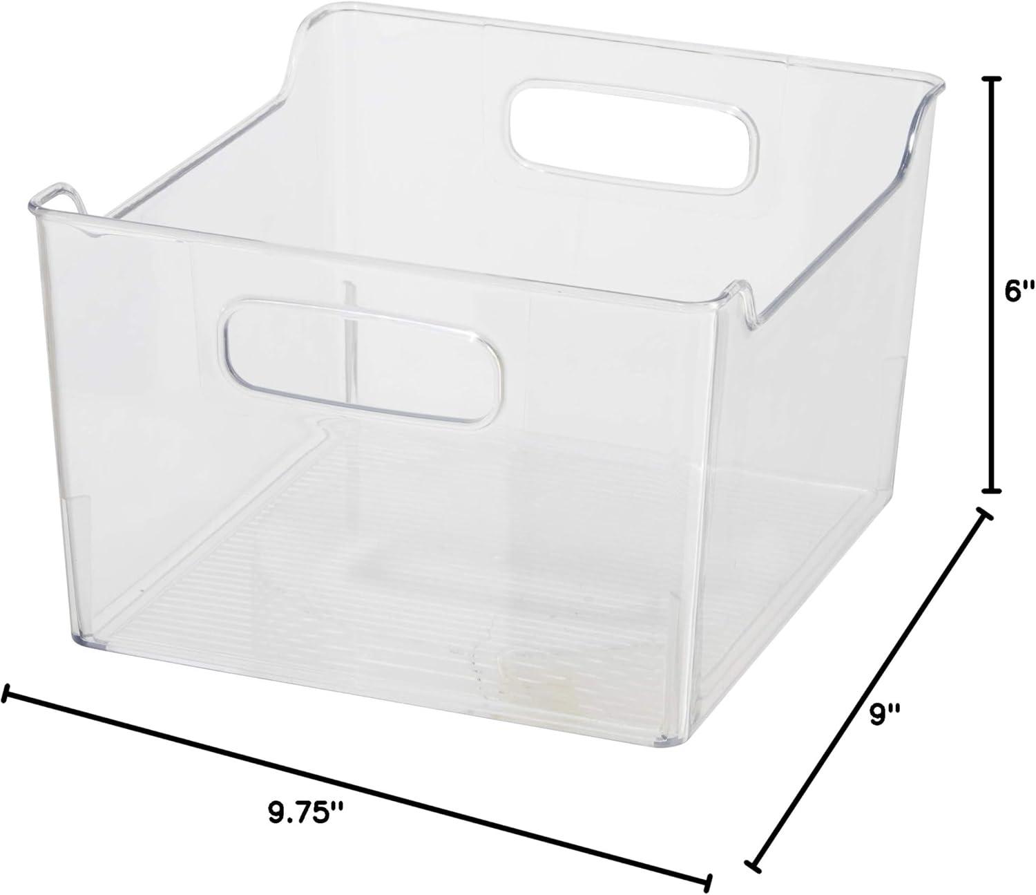imageOggi Storage Bin With Handles  Deep 975quot x 9quot x 6quot  Ideal for Kitchen Organization Pantry Storage Fridge Organizing Clear1 Count Pack of 2
