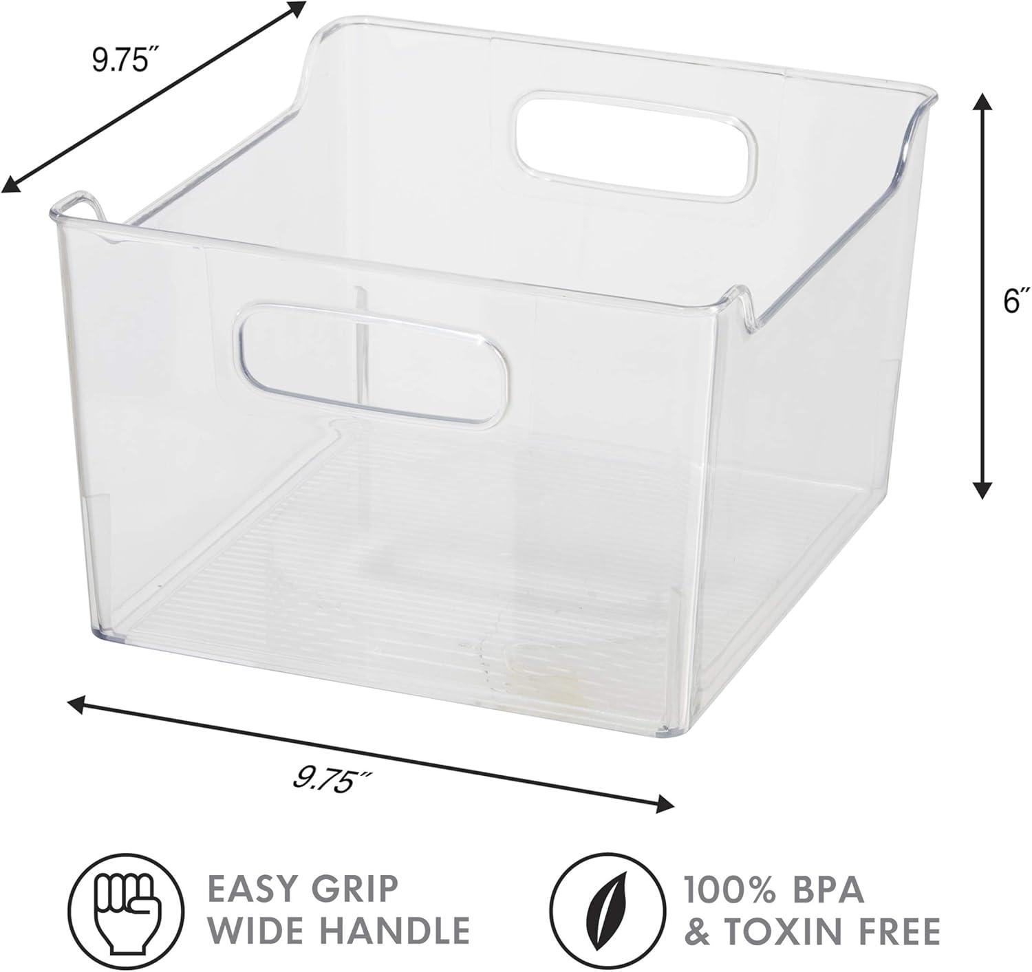 imageOggi Storage Bin With Handles  Deep 975quot x 9quot x 6quot  Ideal for Kitchen Organization Pantry Storage Fridge Organizing Clear1 Count Pack of 2
