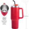 imageOGGI 40 oz Tumbler with Handle Straw ampamp Lid  Big Water Bottle Travel Coffee Mug Stainless Steel Vacuum Insulated Thermal Cup for Hot Cold Beverages Cold for 24Hrs ampamp Hot for 12Hrs  BlueRed