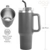 imageOGGI 40 oz Tumbler with Handle Straw ampamp Lid  Big Water Bottle Travel Coffee Mug Stainless Steel Vacuum Insulated Thermal Cup for Hot Cold Beverages Cold for 24Hrs ampamp Hot for 12Hrs  BlueGray