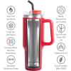 imageOGGI 40 oz Tumbler with Handle Straw ampamp Lid  Big Water Bottle Travel Coffee Mug Stainless Steel Vacuum Insulated Thermal Cup for Hot Cold Beverages Cold for 24Hrs ampamp Hot for 12Hrs  BlueRed