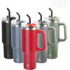 imageOGGI 40 oz Tumbler with Handle Straw ampamp Lid  Big Water Bottle Travel Coffee Mug Stainless Steel Vacuum Insulated Thermal Cup for Hot Cold Beverages Cold for 24Hrs ampamp Hot for 12Hrs  BlueBlack
