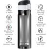 imageOGGI Caliber Stainless Steel Travel Water Bottle Insulated Coffee Mug Metal Water Bottle Sports Bottle Water Flask Travel Bottles 17oz PeacockBlack