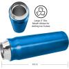 imageOGGI Caliber Stainless Steel Travel Water Bottle Insulated Coffee Mug Metal Water Bottle Sports Bottle Water Flask Travel Bottles 17oz PeacockMidnight Blue