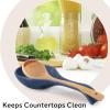 imageOGGI Ceramic Spoon Rest Spoon Rest for Stove Top Spoon Holder for Countertop Kitchen Decor for Counter Coffee Bar Accessories WhiteMidnight Blue
