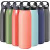 imageOGGI Freestyle Stainless Steel Insulated Water Bottle Double Wall Vacuum Insulated Travel Thermos 23oz680ml GreenCoral