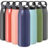 imageOGGI Freestyle Stainless Steel Insulated Water Bottle Double Wall Vacuum Insulated Travel Thermos 23oz680ml GreenMidnight Blue