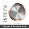 imageOGGI Round Tray Steel 14quot  Ideal Coffee Table Decorative Tray Tea and Bar Serving Tray Stainless SteelCopper Rim