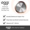 imageOGGI Round Tray Steel 14quot  Ideal Coffee Table Decorative Tray Tea and Bar Serving Tray Stainless SteelCopper Rim