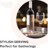 imageOGGI Round Tray Steel 14quot  Ideal Coffee Table Decorative Tray Tea and Bar Serving Tray Stainless SteelCopper Rim